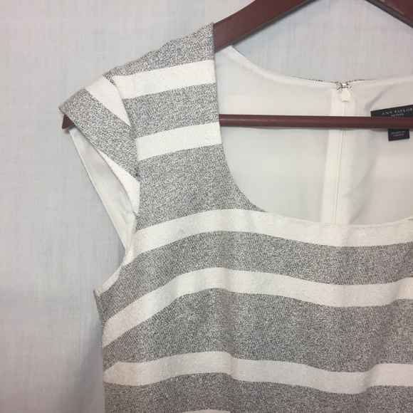 Ann Taylor Gray Chevron Striped Textured Dress 4P - Picture 4 of 8